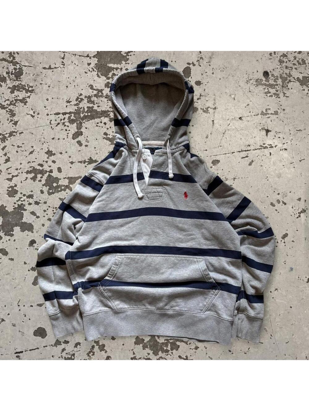 Beautiful Vintage style, Y2K, rugby polo, Ralph Lauren, thermal hooded hoodie.